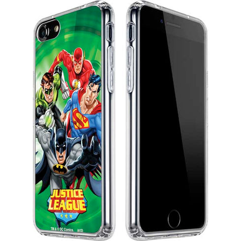 Justice League Team Power Up Green iPhone SE (2nd & 3rd Gen) Clear Case