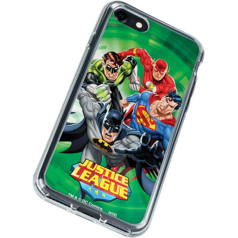 Justice League Team Power Up Green iPhone SE (2nd & 3rd Gen) Clear Case