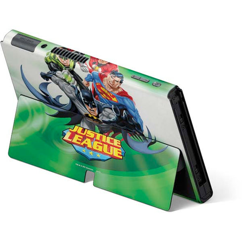 Justice League Team Power Up Green Nintendo Switch OLED (2021) Skin