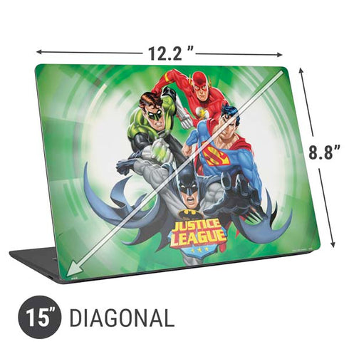 Justice League Team Power Up Green Universal Laptop 15in (12.2 x 8.8in) Skin