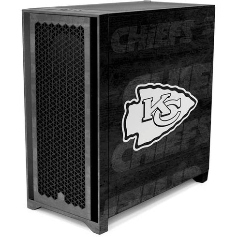 NFL Kansas City Chiefs Black & White Corsair 4000D Tempered Glass Mid-Tower ATX Case Skin