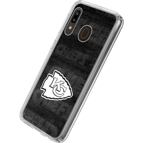 NFL Kansas City Chiefs Black & White Galaxy A20 Clear Case