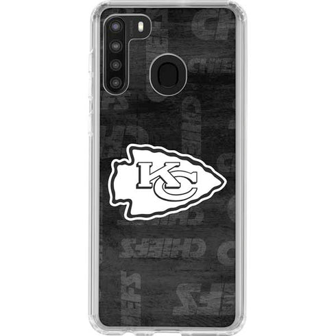 NFL Kansas City Chiefs Black & White Galaxy A21 Clear Case