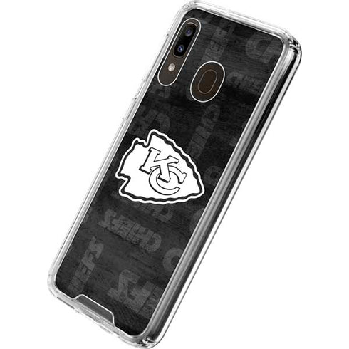 NFL Kansas City Chiefs Black & White Galaxy A30 Clear Case