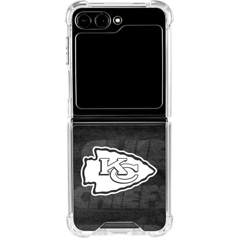 NFL Kansas City Chiefs Black & White Galaxy Z Flip5 5G Clear Case