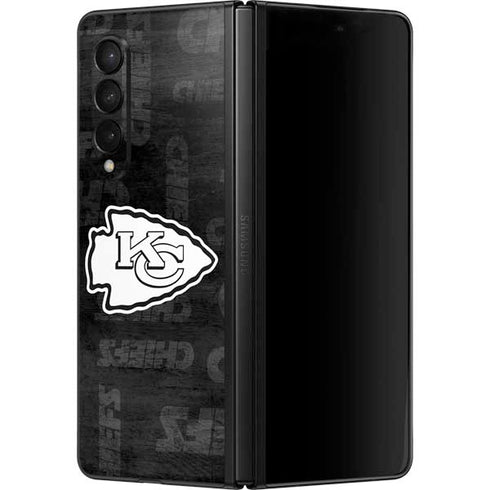 NFL Kansas City Chiefs Black & White Galaxy Z Fold3 5G Skin