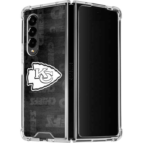 NFL Kansas City Chiefs Black & White Galaxy Z Fold4 5G Clear Case