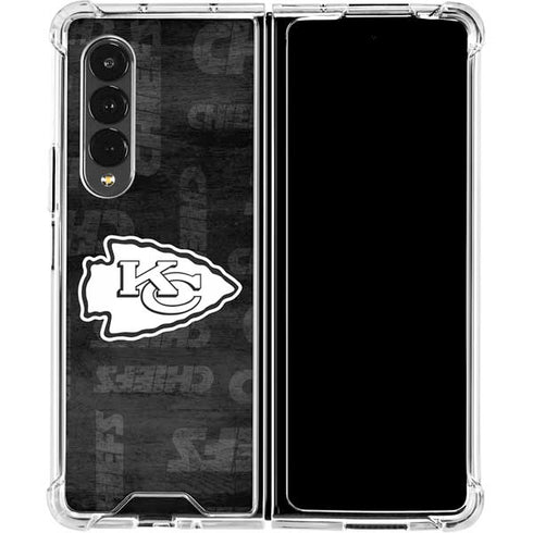 NFL Kansas City Chiefs Black & White Galaxy Z Fold4 5G Clear Case