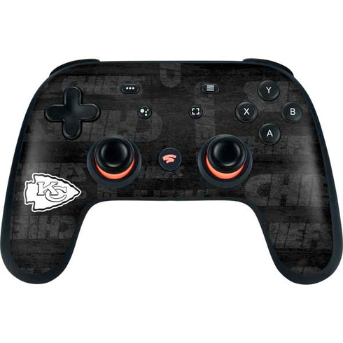 NFL Kansas City Chiefs Black & White Google Stadia Controller Skin