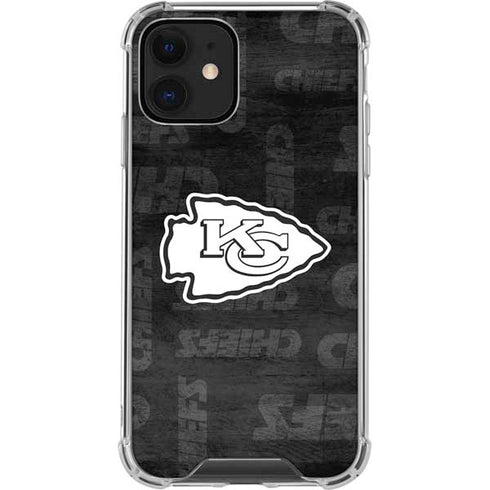 NFL Kansas City Chiefs Black & White iPhone 12 Clear Case