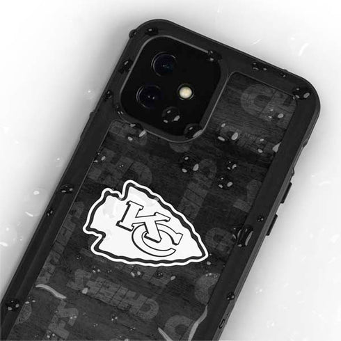 NFL Kansas City Chiefs Black & White iPhone 12 Mini Waterproof Case