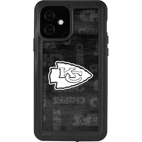 NFL Kansas City Chiefs Black & White iPhone 12 Waterproof Case