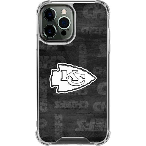 NFL Kansas City Chiefs Black & White iPhone 13 Pro Max Clear Case