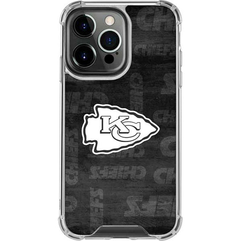 NFL Kansas City Chiefs Black & White iPhone 14 Pro Clear Case