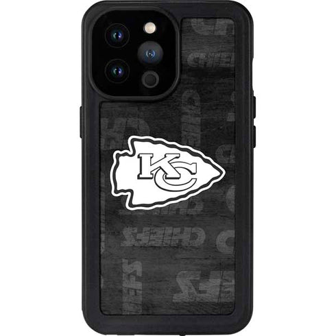 NFL Kansas City Chiefs Black & White iPhone 14 Pro Max Waterproof Case