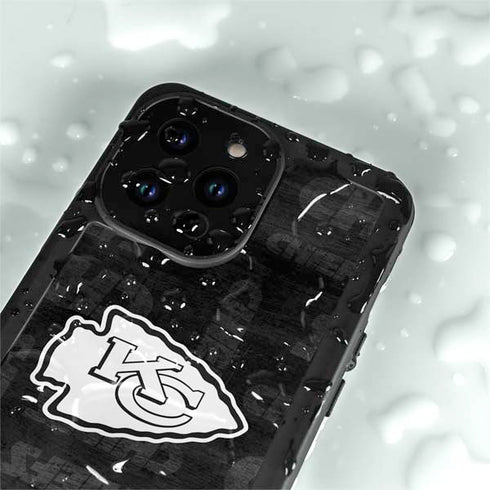 NFL Kansas City Chiefs Black & White iPhone 14 Pro Max Waterproof Case