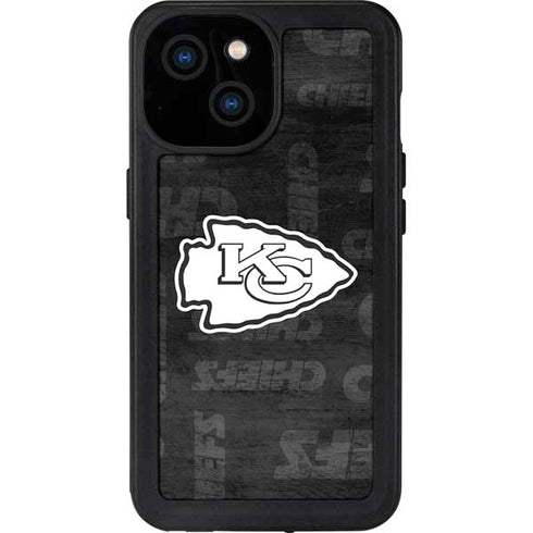 NFL Kansas City Chiefs Black & White iPhone 15 Waterproof Case