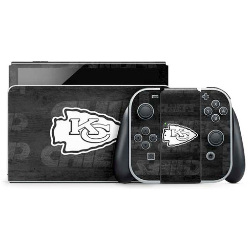 NFL Kansas City Chiefs Black & White Nintendo Switch OLED (2021) Skin