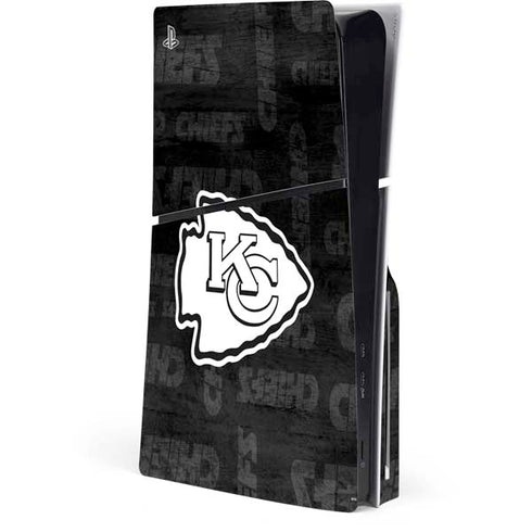 NFL Kansas City Chiefs Black & White PS5 Slim Disk Console Skin
