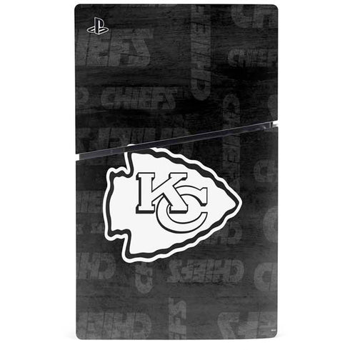 NFL Kansas City Chiefs Black & White PS5 Slim Disk Console Skin