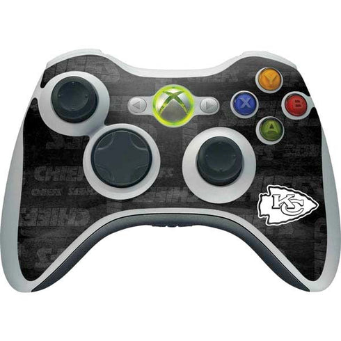 NFL Kansas City Chiefs Black & White Xbox 360 Wireless Controller Skin