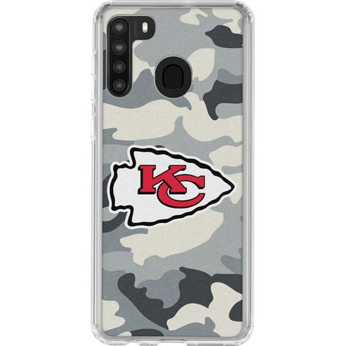 NFL Kansas City Chiefs Camo Galaxy A21 Clear Case