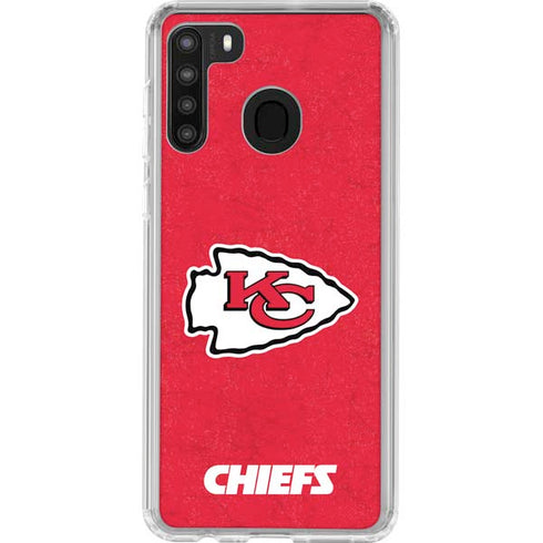 NFL Kansas City Chiefs Distressed Galaxy A21 Clear Case