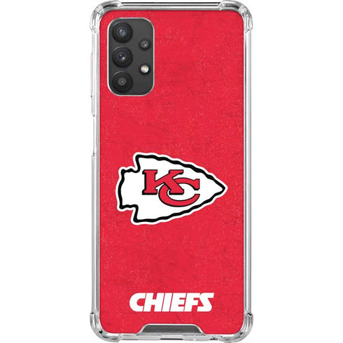 NFL Kansas City Chiefs Distressed Galaxy A32 5G Clear Case