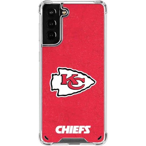NFL Kansas City Chiefs Distressed Galaxy S21 Plus 5G Clear Case