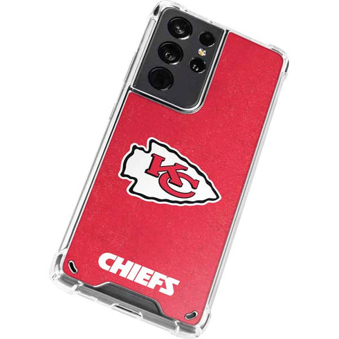 NFL Kansas City Chiefs Distressed Galaxy S21 Ultra 5G Clear Case