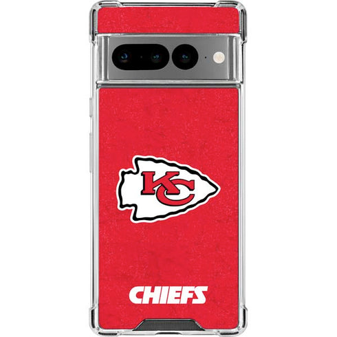 NFL Kansas City Chiefs Distressed Google Pixel 7 Pro Clear Case
