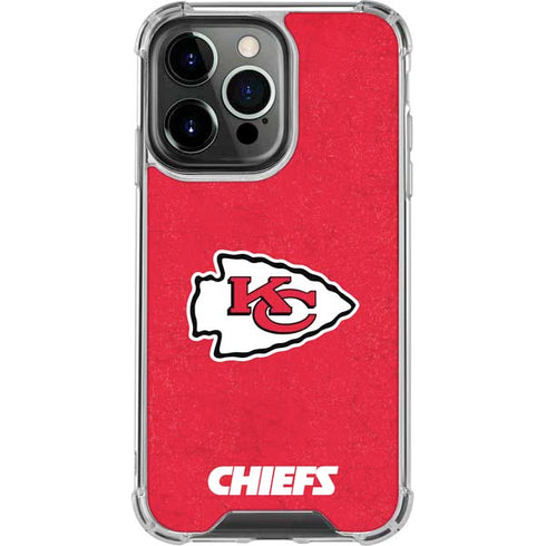 NFL Kansas City Chiefs Distressed iPhone 14 Pro Clear Case