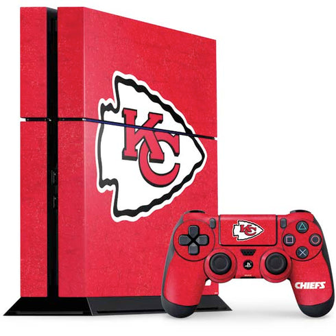 NFL Kansas City Chiefs Distressed PS4 Console and Controller Bundle Skin