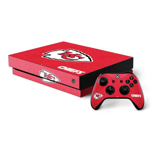 NFL Kansas City Chiefs Distressed Xbox One X Bundle Skin