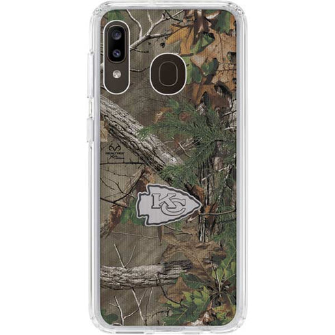 NFL Kansas City Chiefs Realtree Xtra Green Camo Galaxy A20 Clear Case