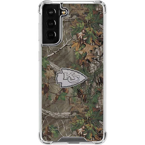 NFL Kansas City Chiefs Realtree Xtra Green Camo Galaxy S21 FE Clear Case
