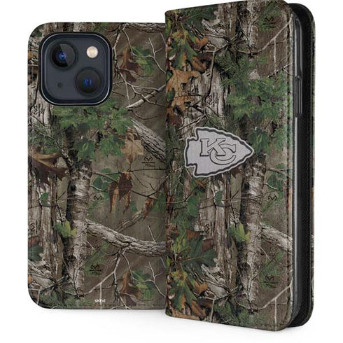 NFL Kansas City Chiefs Realtree Xtra Green Camo iPhone 13 Folio Case