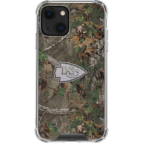 NFL Kansas City Chiefs Realtree Xtra Green Camo iPhone 14 Clear Case