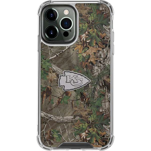 NFL Kansas City Chiefs Realtree Xtra Green Camo iPhone 14 Pro Max Clear Case