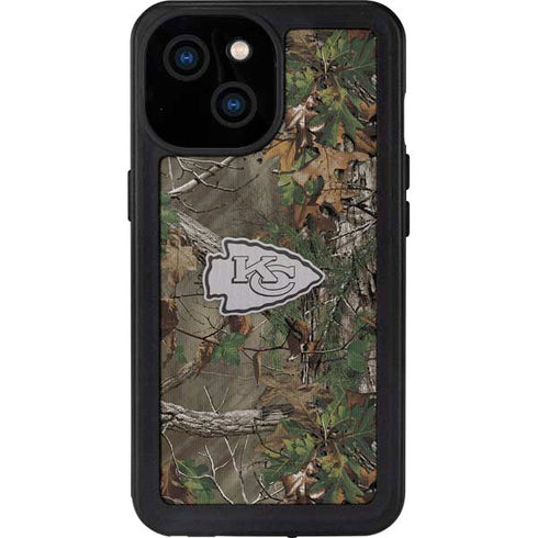 NFL Kansas City Chiefs Realtree Xtra Green Camo iPhone 15 Waterproof Case