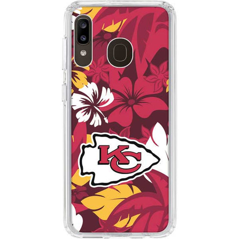 NFL Kansas City Chiefs Tropical Print Galaxy A20 Clear Case