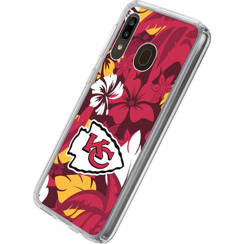 NFL Kansas City Chiefs Tropical Print Galaxy A20 Clear Case
