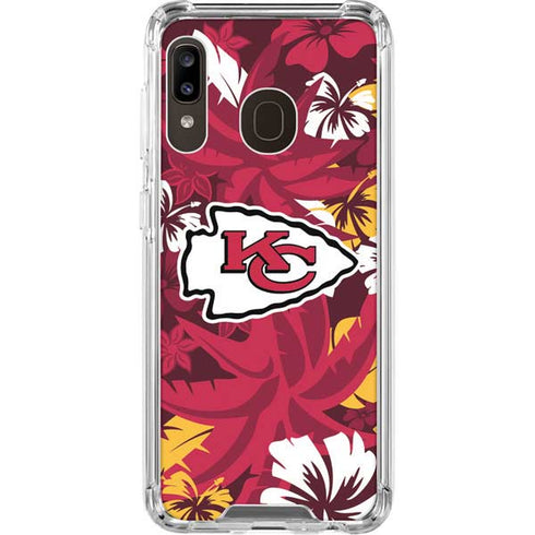 NFL Kansas City Chiefs Tropical Print Galaxy A30 Clear Case