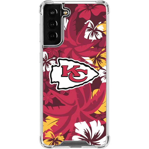 NFL Kansas City Chiefs Tropical Print Galaxy S22 Plus Clear Case