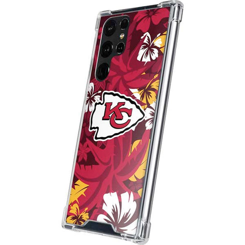 NFL Kansas City Chiefs Tropical Print Galaxy S22 Ultra Clear Case