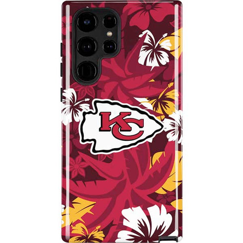 NFL Kansas City Chiefs Tropical Print Galaxy S22 Ultra Pro Case