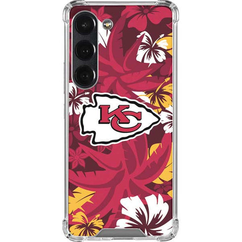 NFL Kansas City Chiefs Tropical Print Galaxy S23 Clear Case