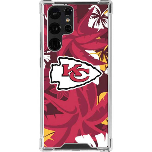 NFL Kansas City Chiefs Tropical Print Galaxy S24 Ultra Clear Case