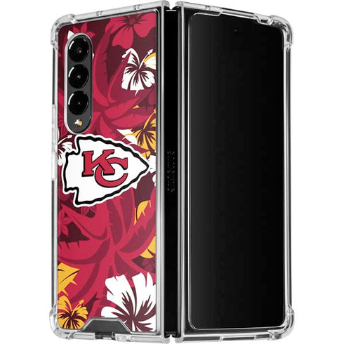 NFL Kansas City Chiefs Tropical Print Galaxy Z Fold4 5G Clear Case