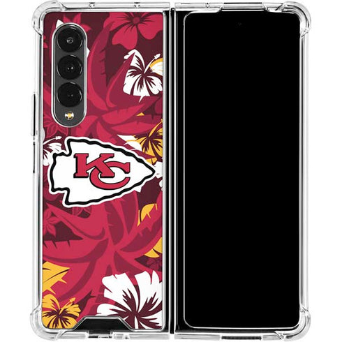 NFL Kansas City Chiefs Tropical Print Galaxy Z Fold4 5G Clear Case